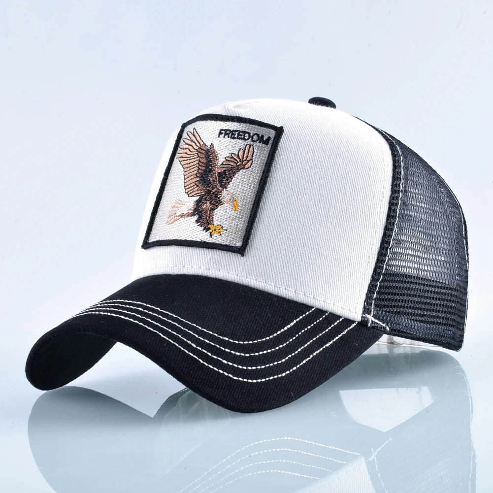 Gorras de camionero de moda con parche de cabra bordado gorra de béisbol Snapback para las cuatro estaciones para hombres y mujeres gorra con visera ajustable