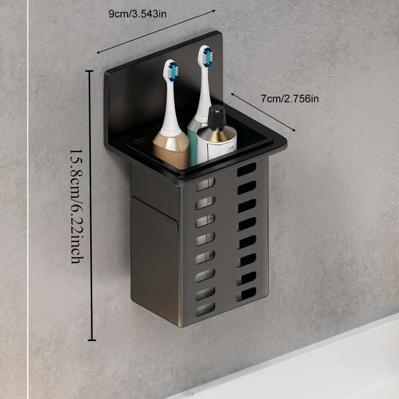 1 soporte funcional para cepillos de dientes para baño, estante de almacenamiento para cepillos de dientes montado en la pared, estante de almacenamiento para el baño