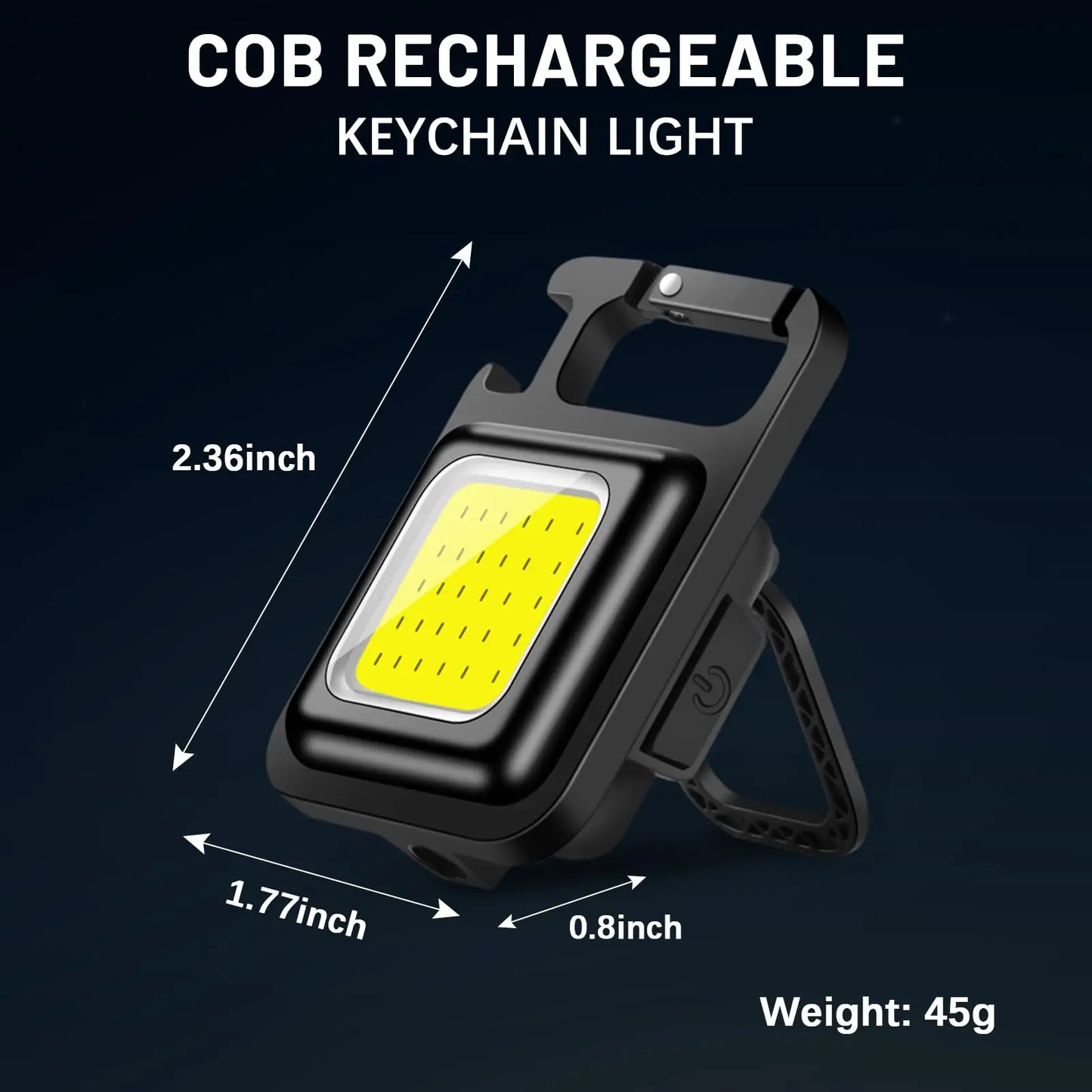 Llavero con luz Mini linterna multifuncional para acampar, LED recargable por USB, portátil, brillante, COB, Clip de bolsillo, linterna para trabajo al aire libre