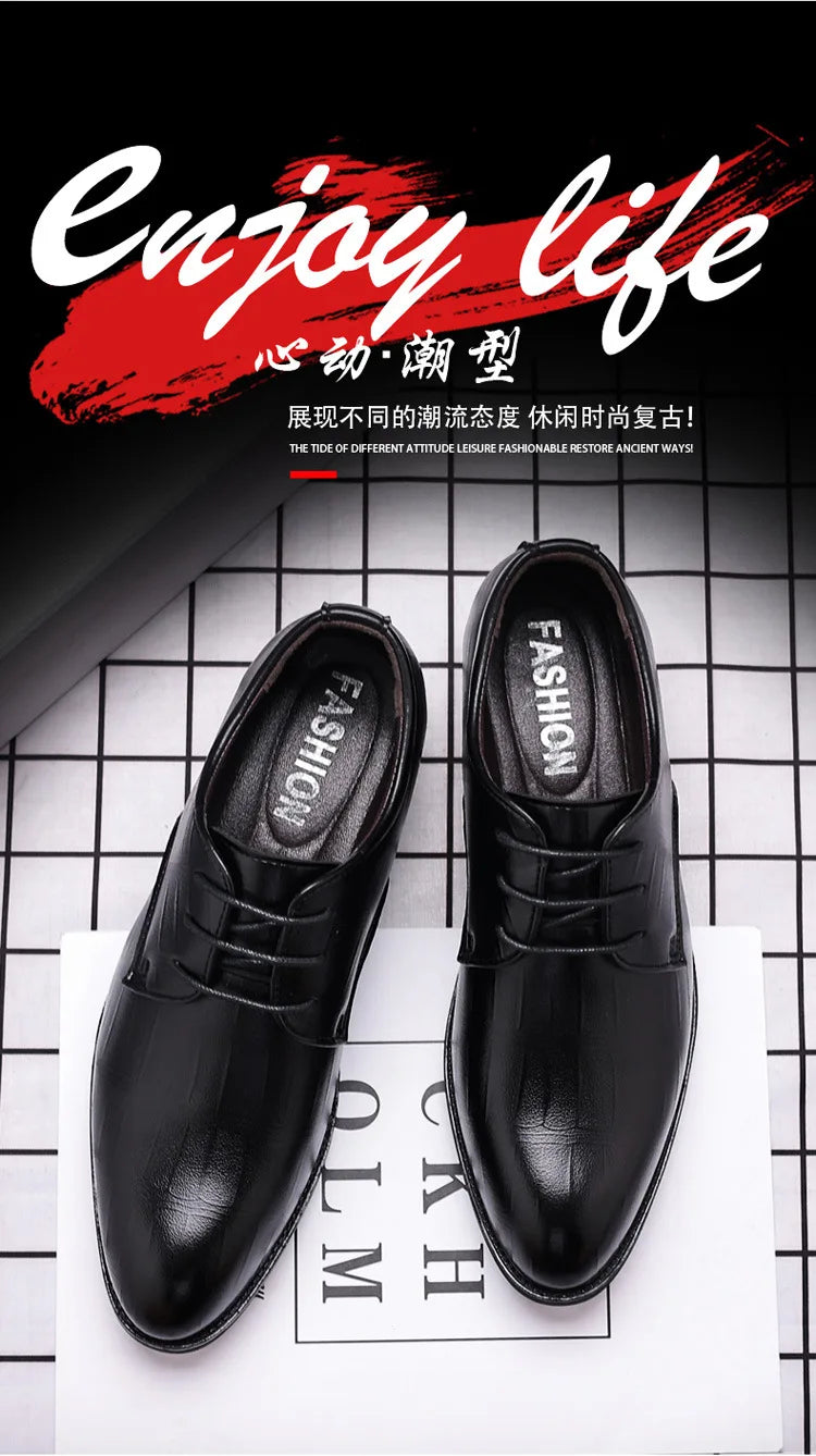 Zapatos de vestir de cuero para hombre, zapatos formales sociales para hombre, zapatos informales de negocios con punta estrecha, zapatos de diseñador de fiesta de lujo para hombre