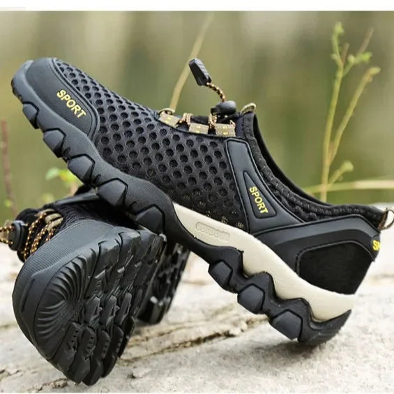 Zapatos de malla transpirables a la moda de verano, zapatillas de tenis informales para hombre, zapatos de senderismo antideslizantes para hombre, zapatos de senderismo para hombre