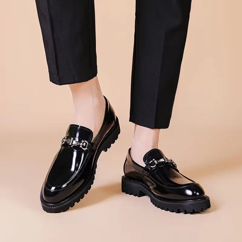 Zapatos de vestir de cuero para hombre, hebilla de calle de caballo, zapatos Oxford de alta calidad para hombre, zapatos formales para fiesta de boda y oficina, talla grande 38-48