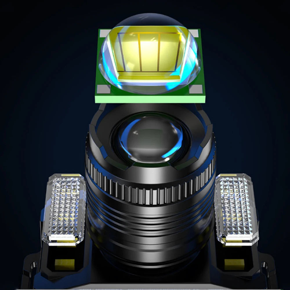 Nuevo Linterna frontal recargable por USB, linterna superbrillante, luz LED de inducción, resistente al agua, para acampar, móvil, intermitente