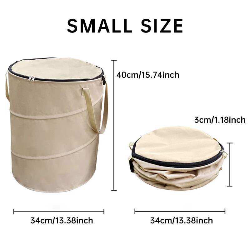 Cubo de basura para acampar, cubo de almacenamiento Circular emergente, cubo de reciclaje plegable de lona, bolsa de basura para jardín y patio al aire libre