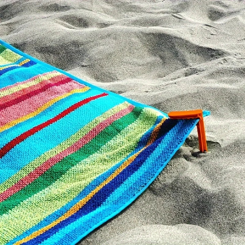 4 clips para toallas de playa al aire libre: sujetar de forma segura toallas y sábanas para acampar y viajar a la playa