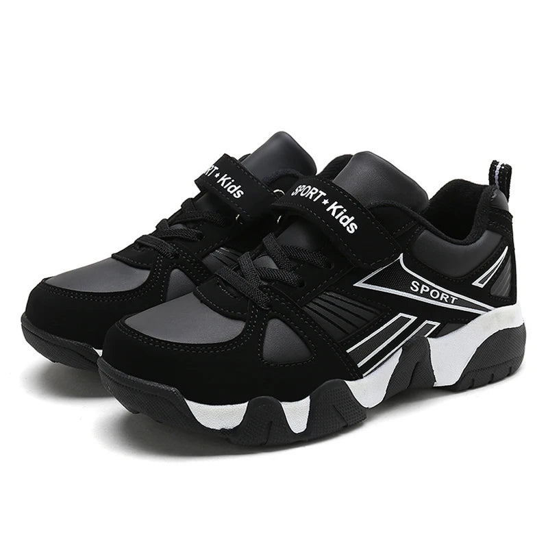 Zapatos para niños, zapatillas deportivas escolares de cuero de moda para niños, tenis, informales, para caminar, correr, antideslizantes, talla 28-39
