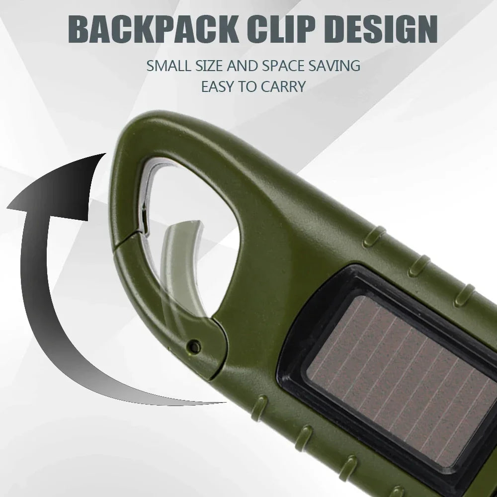 Linterna LED con manivela, equipo de supervivencia con energía Solar, antorcha autoalimentada, linternas de emergencia para senderismo, Camping, correr
