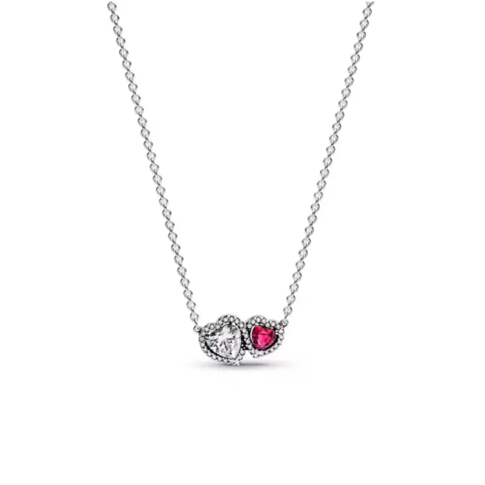 Nuevo original Plata de Ley 925 chapada brillante en forma de corazón collar pulsera mujer regalo de cumpleaños del Día de San Valentín joyería DIY