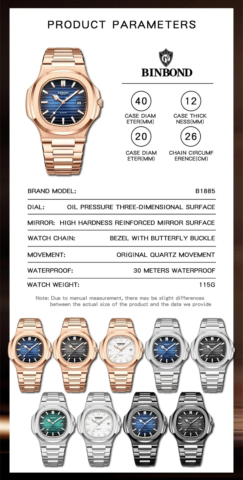 Nuevo Reloj informal de negocios de oro rosa, Reloj de lujo para Hombre, relojes automáticos, relojes de pulsera de cuarzo de alta moda para Hombre, regalos, Reloj para Hombre