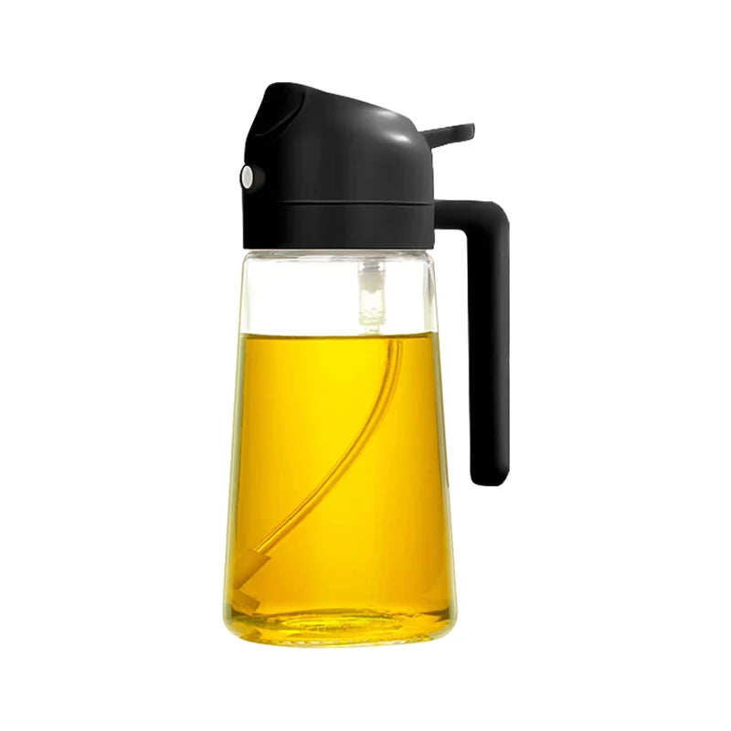 Botella vacía de aceite de 500mL, pulverizador y vertedor 2 en 1, contenedor de aceite de plástico, dispensador de aceite de cocina, vaporizador, vinagrera para acampar y barbacoa