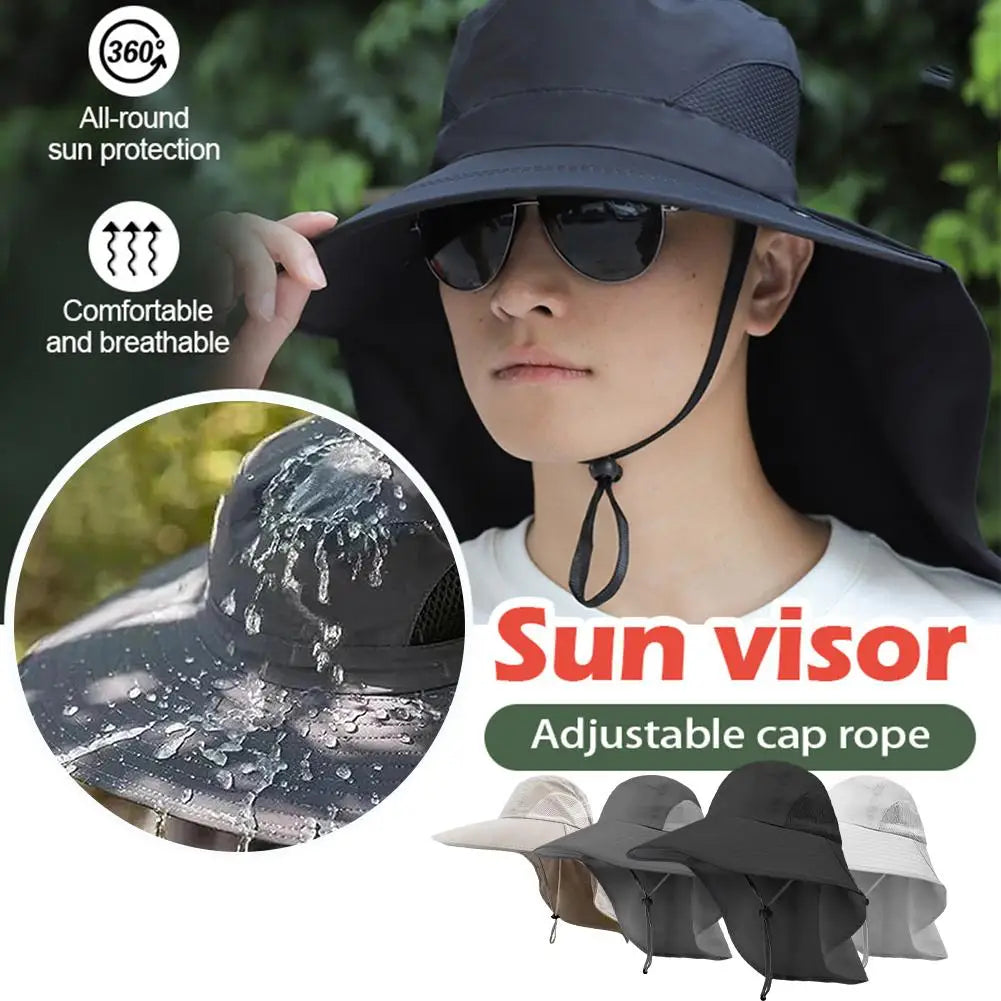 Sombrero de sol de ala ancha con solapa para el cuello para hombres y mujeres ajustable al aire libre 50 + protección UPF gorra de Safari senderismo sombrero de pesca