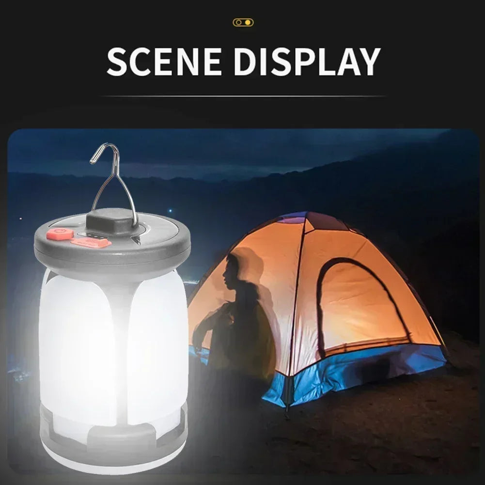 Linterna LED recargable ultrabrillante para acampar, reflector plegable, 3 modos de luz y linterna manos libres para acampar/senderismo/pesca