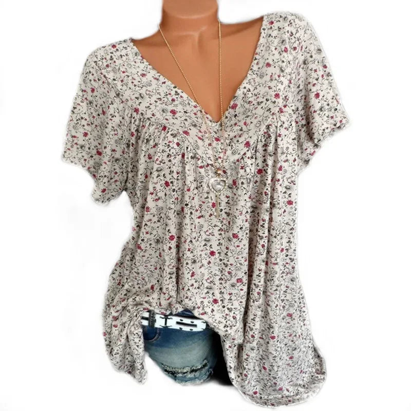 Camiseta holgada sin mangas para mujer, ropa de dormir de casa con cuello en V, Tops con estampado Floral, camisetas informales sexys a la moda para mujer