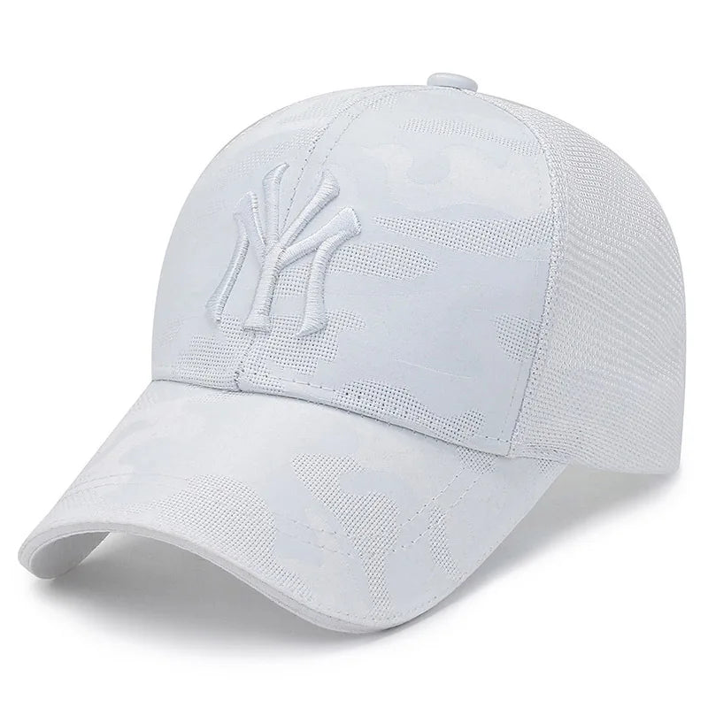 Sombreros de béisbol de camuflaje con bordado de letras a la moda, sombreros casuales ajustables para exteriores para primavera y otoño, sombrero protector solar