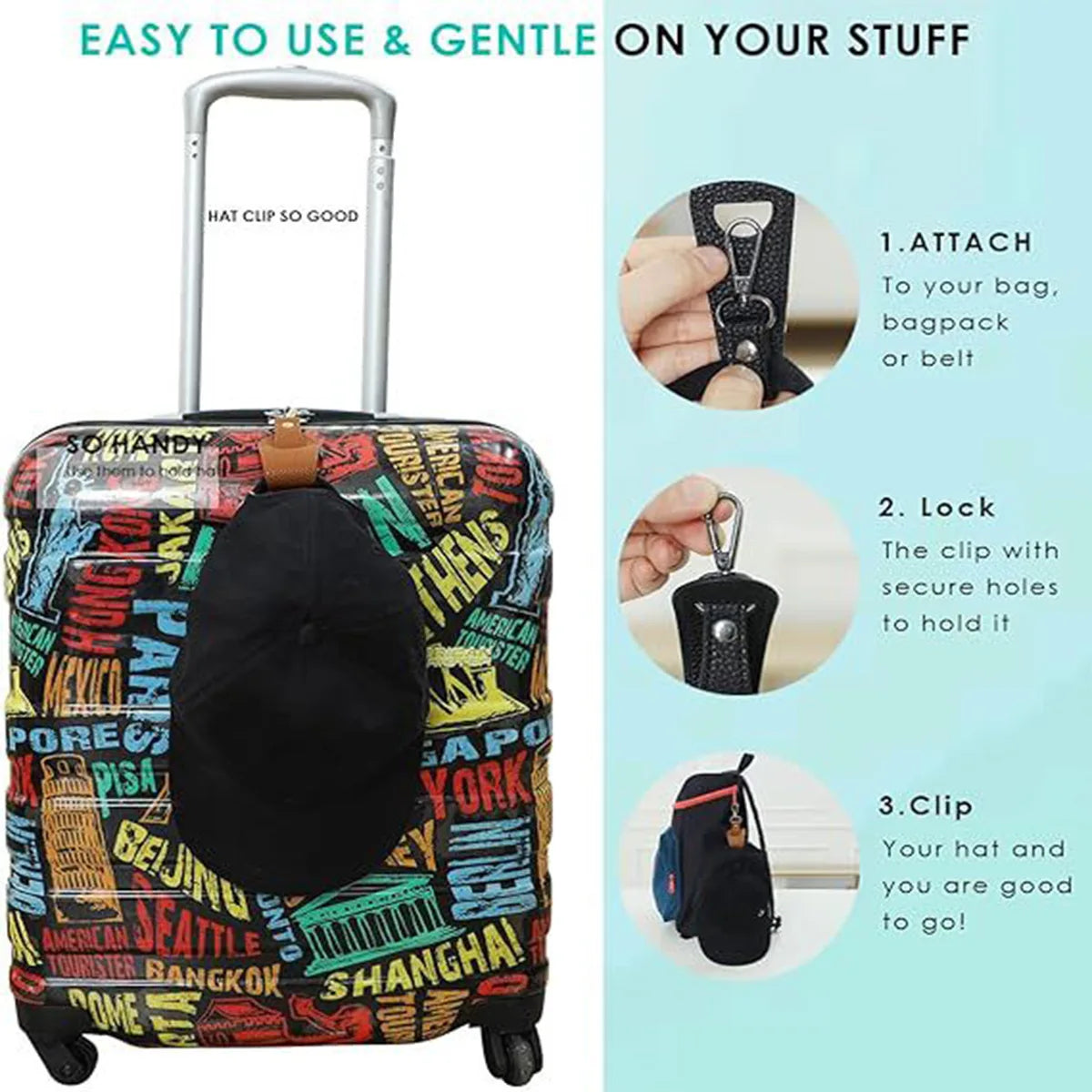 Clip para sombrero de viaje al aire libre, sombrero de lengua de pato, hebilla colgante, mochila, gancho multifuncional, almacenamiento de sombrero, hebilla colgante, equipo de Camping