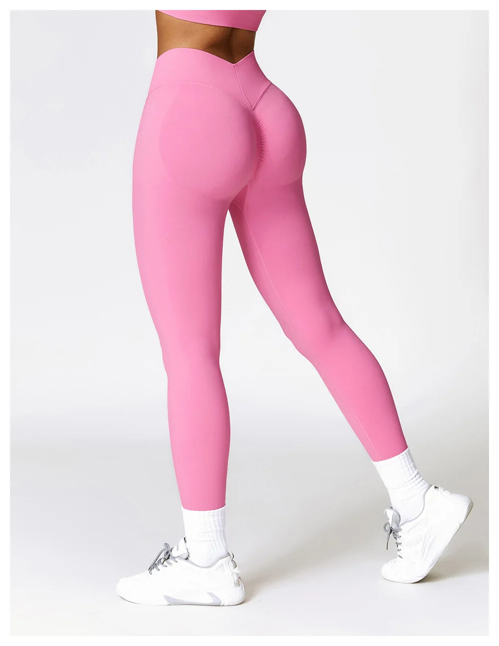 Mallas deportivas con espalda en V para mujer, pantalones atléticos para Fitness, gimnasio, Yoga, mallas con Control de Scrunch, mallas de entrenamiento para ejercicio y correr