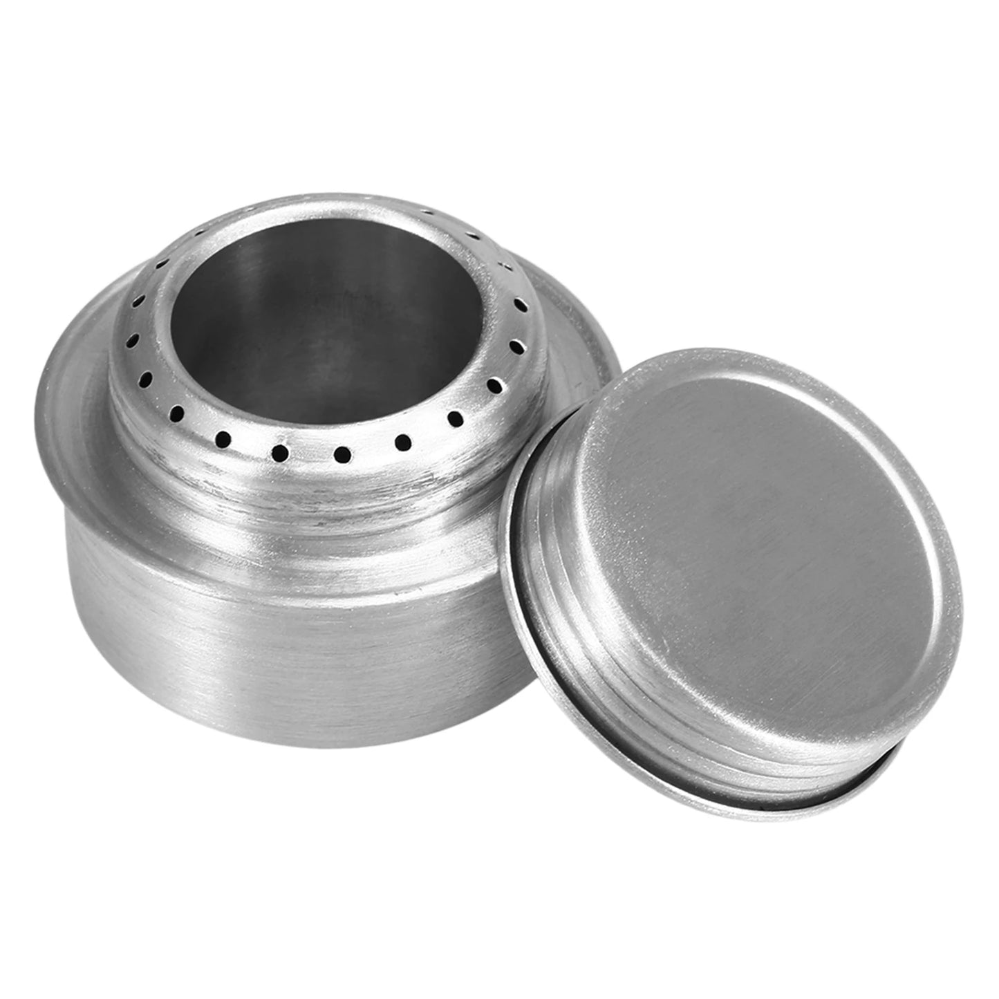 Mini estufa de Alcohol portátil de aleación de aluminio con tapa y soporte cruzado, Camping al aire libre, senderismo, mochilero