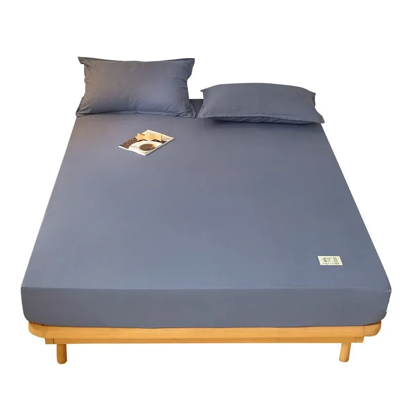 Sábana bajera de algodón 100% con banda elástica, Funda de colchón ajustable antideslizante de Color sólido para cama individual, doble, King y Queen