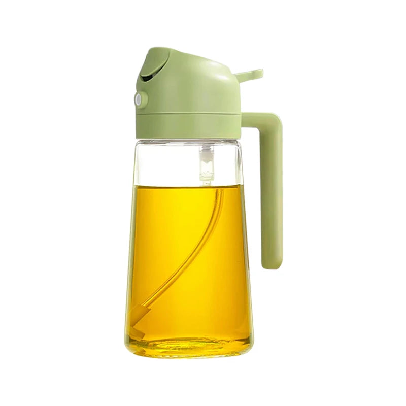 Botella vacía de aceite de 500mL, pulverizador y vertedor 2 en 1, contenedor de aceite de plástico, dispensador de aceite de cocina, vaporizador, vinagrera para acampar y barbacoa