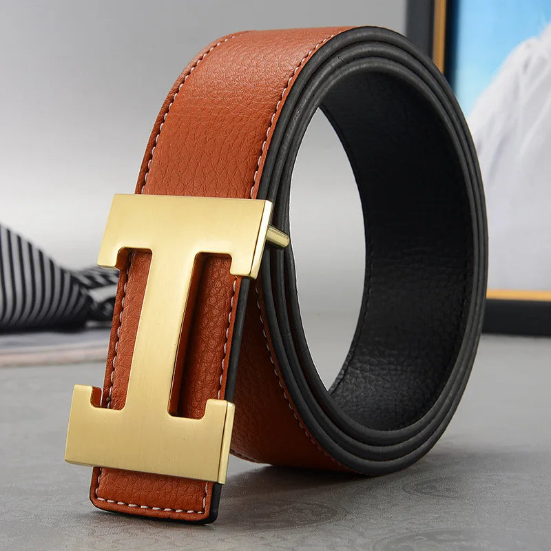 Cinturón de cuero genuino de lujo para hombre y mujer, correa de Metal de 3,8 cm de ancho, de alta calidad, a la moda