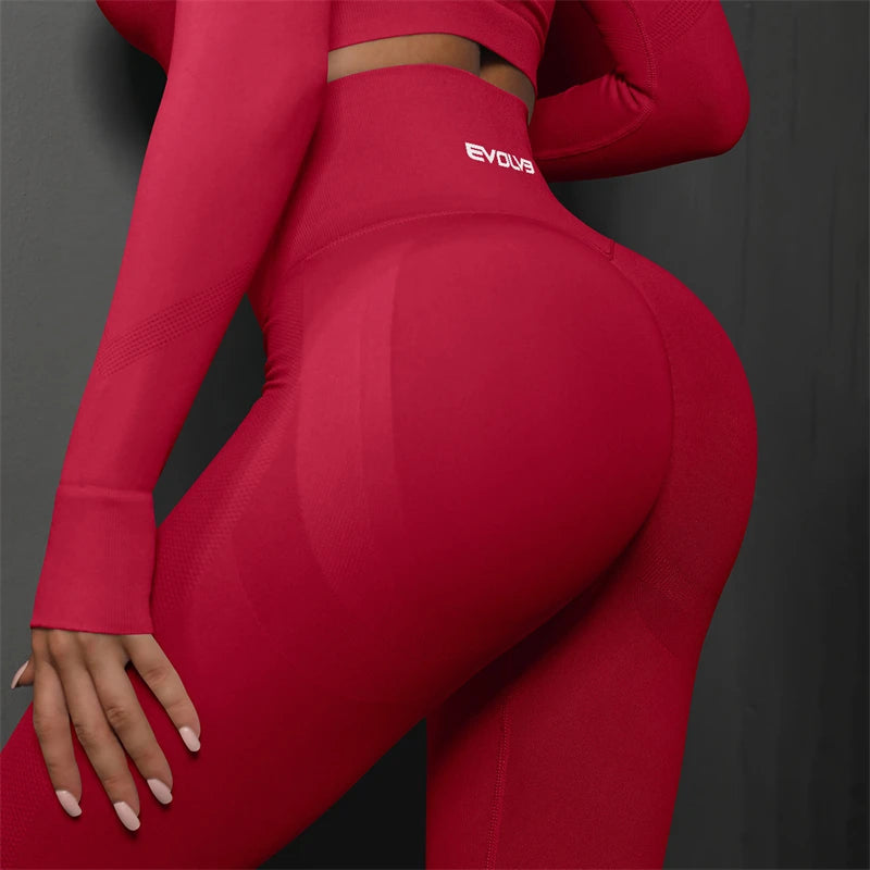 EVOLVE-mallas sin costuras para mujer, pantalones de Yoga de entrenamiento de cadera melocotón sin costuras, pantalones deportivos para correr, glúteos, Fitness corporal