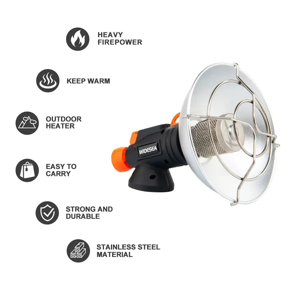 Calentador de Camping Widesea, chimenea portátil de acero inoxidable para invierno, estufa al aire libre, quemador de Gas para senderismo, equipo de supervivencia de calefacción