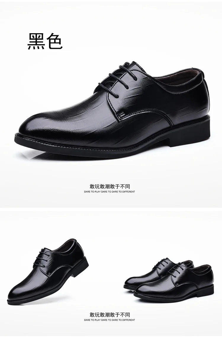 Zapatos de vestir de cuero para hombre, zapatos formales sociales para hombre, zapatos informales de negocios con punta estrecha, zapatos de diseñador de fiesta de lujo para hombre