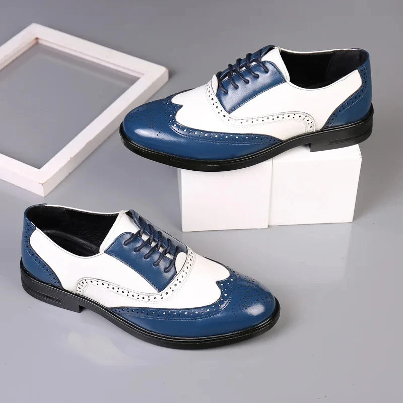 Zapatos de vestir para hombre de colores mezclados, zapatos de cuero Retro para hombre, calzado barroco de negocios para hombre, calzado Oxford informal para hombre Erkek Ayakkabı
