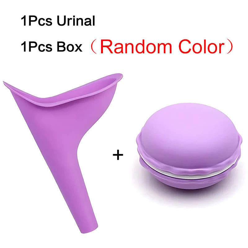 Juego de embudo de silicona reutilizable, embudo para orinar de pie de silicona rosa/morado con caja de almacenamiento de Color aleatorio, viaje, Camping, Hotel, ZYF, 1 ud.