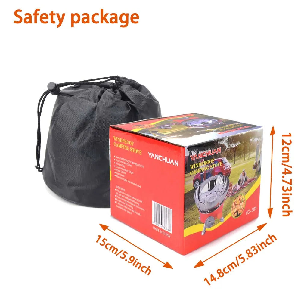 Estufa portátil a prueba de viento para exteriores, estufa de Gas para acampar, bolsa de almacenamiento de Picnic con quemador para senderismo, 2800W