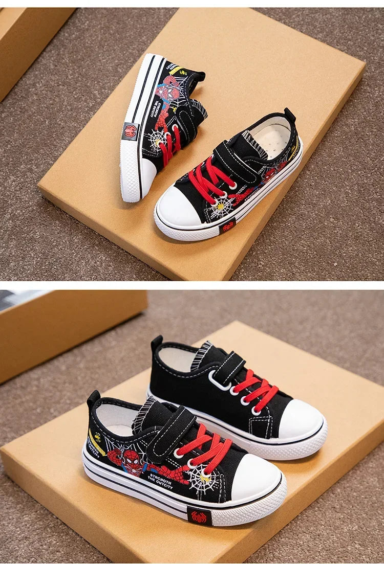 Zapatos de lona Disney para niños, zapatillas de deporte de Spiderman para niños, zapatos antideslizantes para estudiantes, zapatos deportivos de fondo suave para exteriores