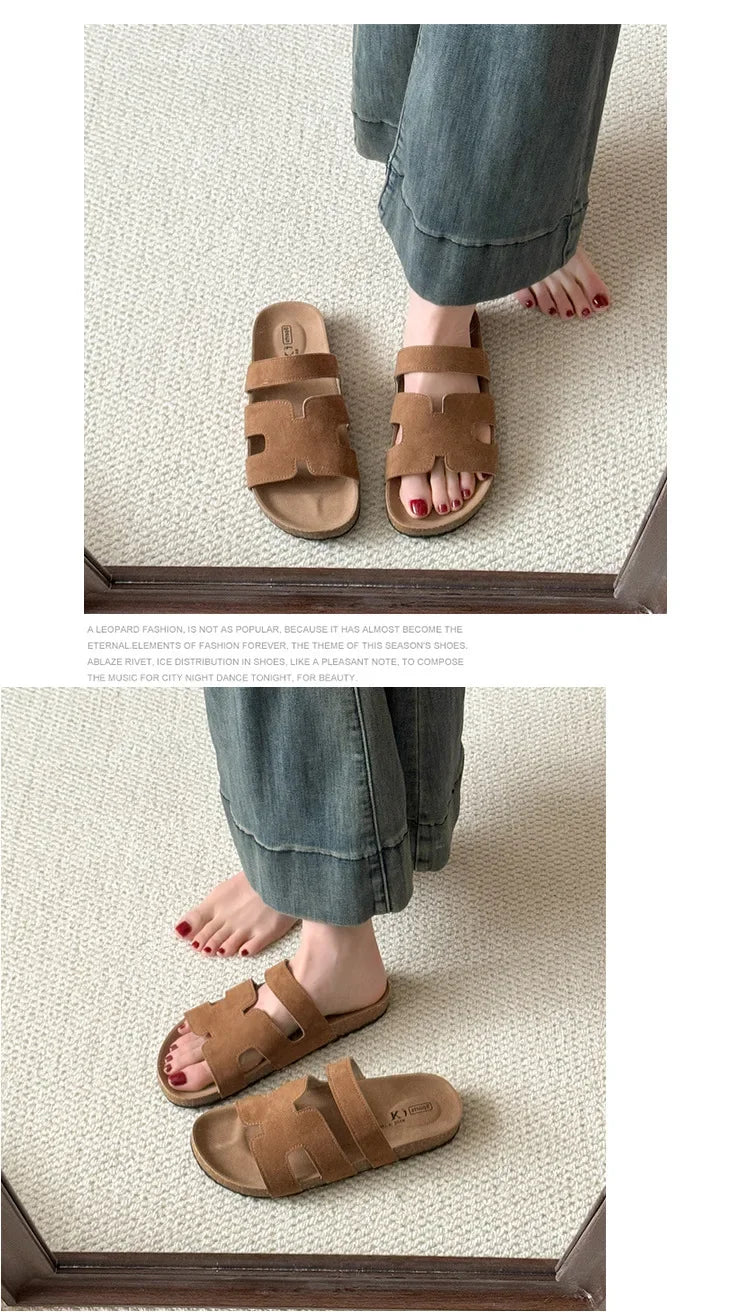 Diapositivas de moda 2025 para mujer: zapatillas de exterior con suela gruesa ajustable