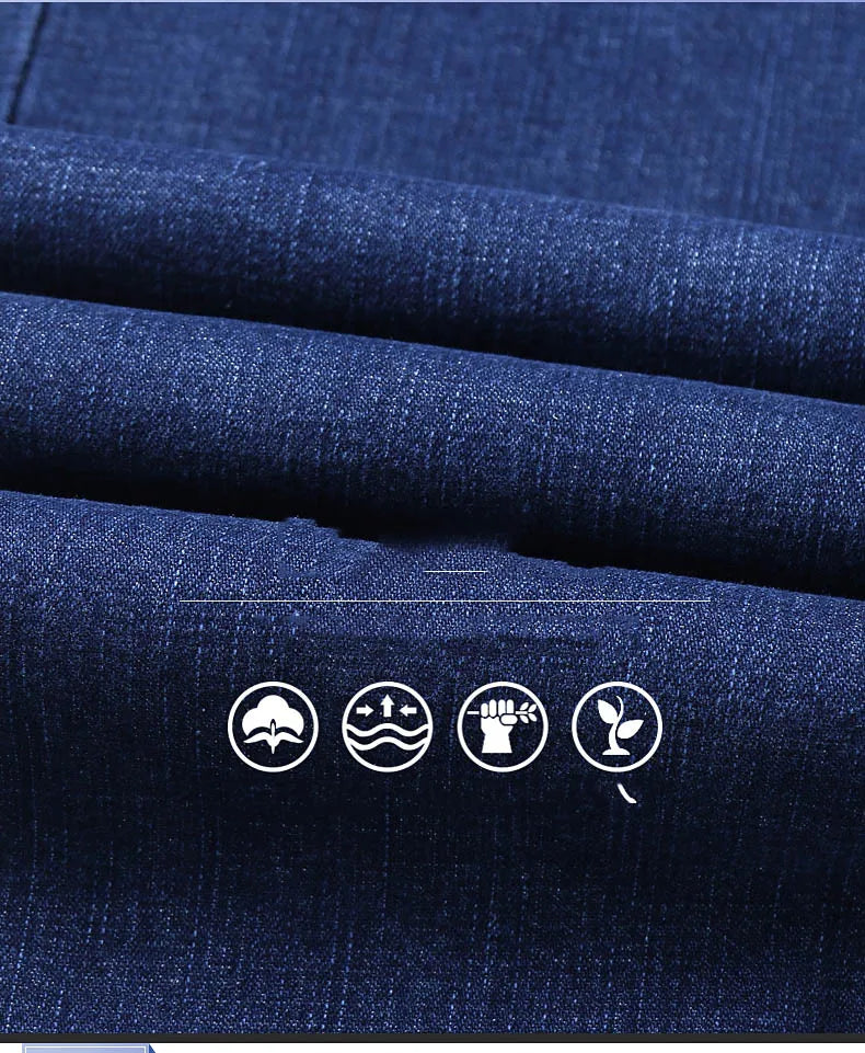 Nuevos pantalones ligeros de lujo elásticos ajustados para hombre, cómodos y suaves pantalones vaqueros informales rectos a la moda de negocios, ropa de marca masculina