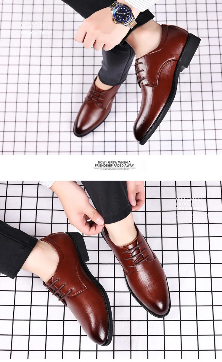 Zapatos de vestir de cuero para hombre, zapatos formales sociales para hombre, zapatos informales de negocios con punta estrecha, zapatos de diseñador de fiesta de lujo para hombre