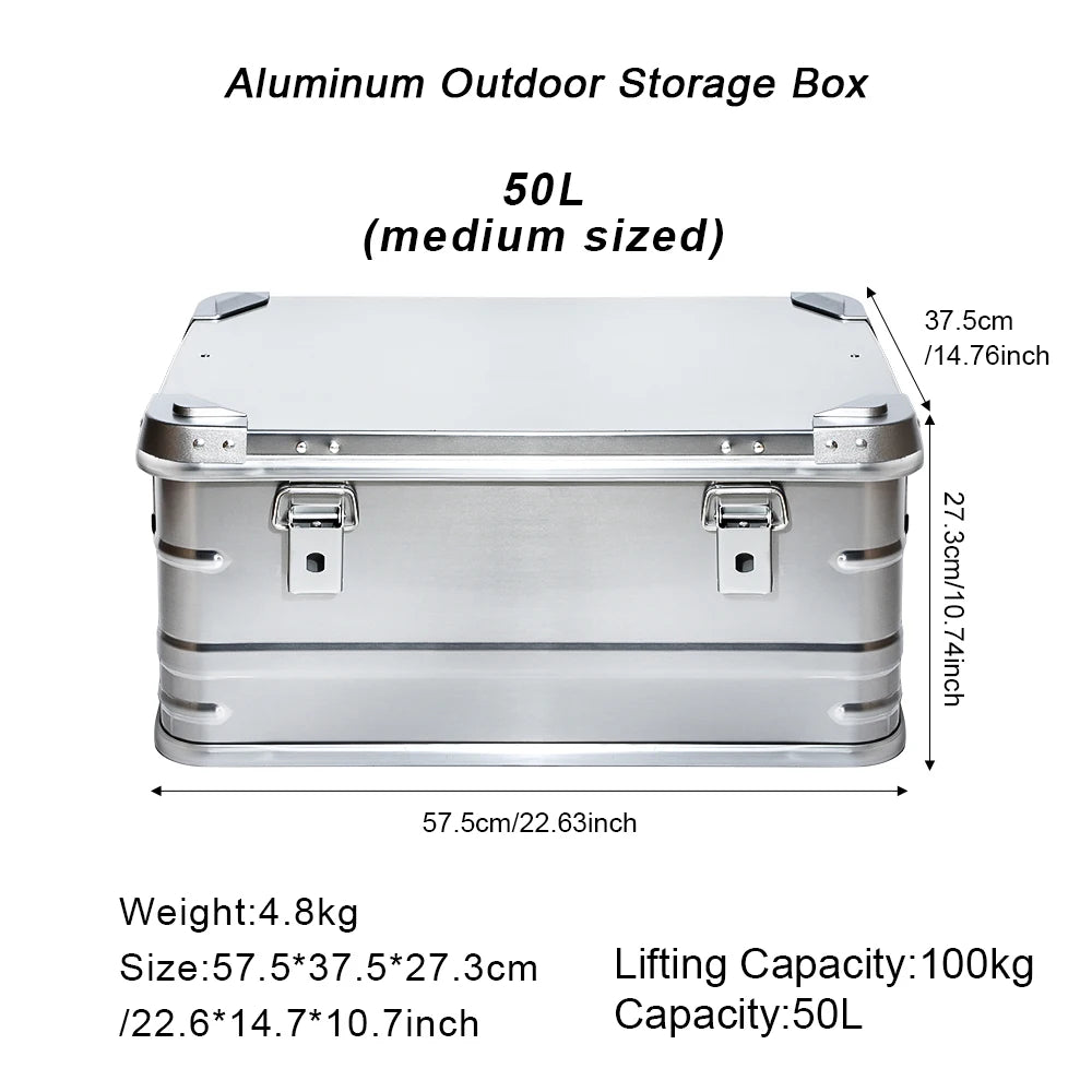 30-80L Camping Picnic viaje aleación de aluminio caja de gran capacidad accesorios bolsa de almacenamiento accesorios de senderismo almacenamiento al aire libre