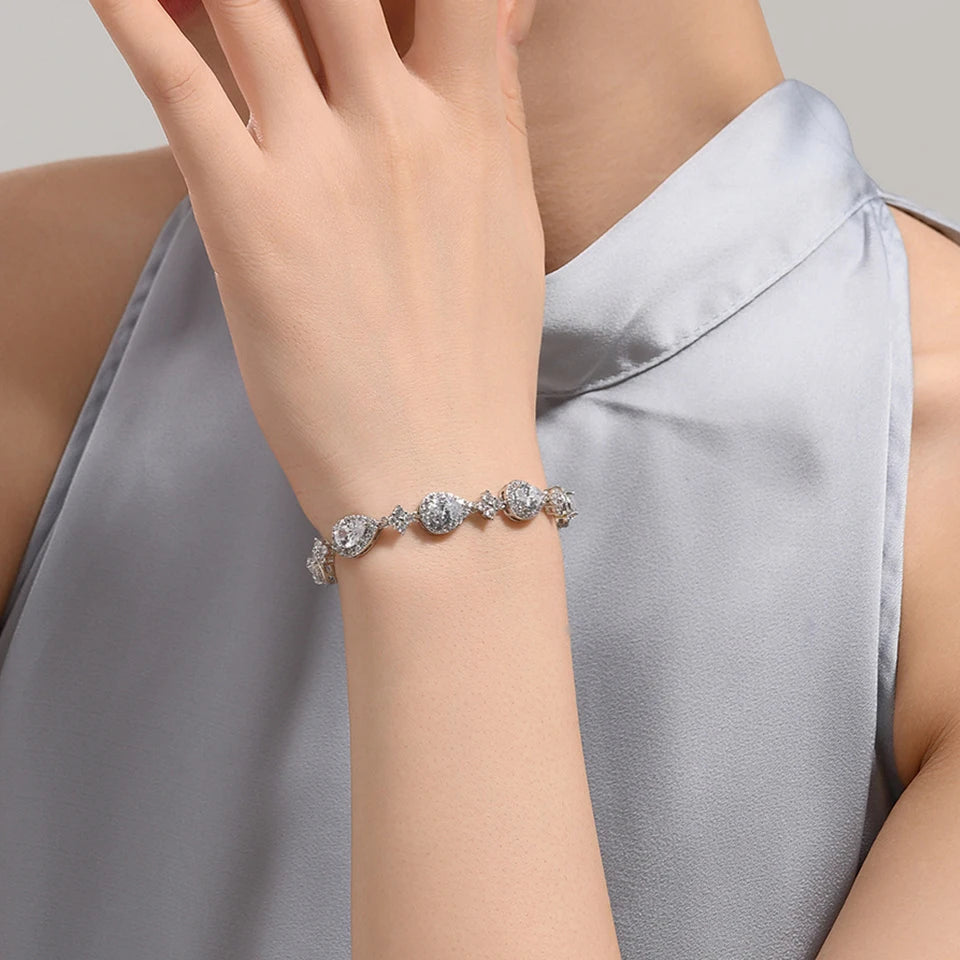 ZAKOL clásico geométrico gota de agua CZ pulsera para mujer nupcial hermosa Buling circón fiesta boda joyerÃa