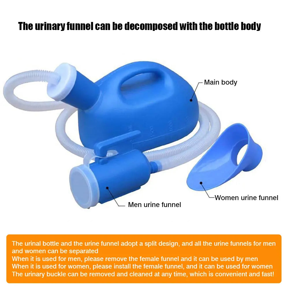 Urinario portátil de 2000ml con manguera para mujeres y hombres, extensión de 1,3/1,6 m, inodoro de tubo largo, urinario para exteriores, olla para acampar y viajar