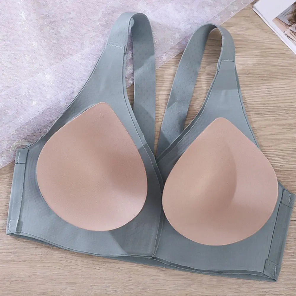 Sujetador inalámbrico con hebilla frontal en V profundo, sujetador antiflacidez a prueba de golpes para mujer, lencería de Copa grande, sujetadores sin costuras para niñas y mujeres