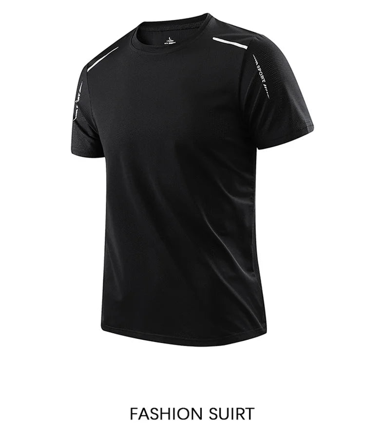 CHRLCK-camisetas de secado rápido para correr para hombre, camisetas transpirables para senderismo y pesca, Camisa corta para deportes al aire libre de elasticidad suave, verano