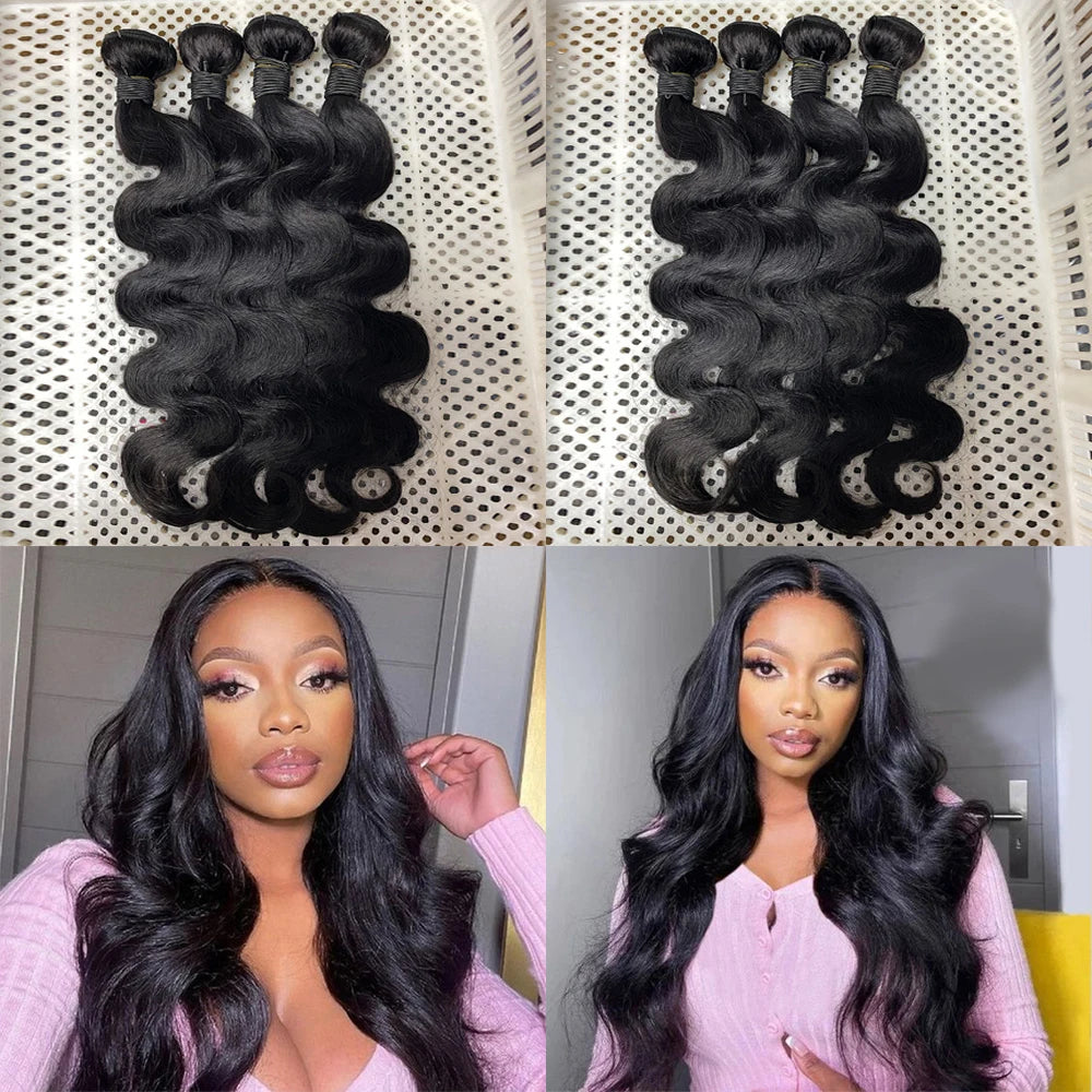 Extensiones de cabello humano ondulado de 24 pulgadas, 100% cabello humano brasileño sin procesar, 1/3/4 mechones para mujeres, mechones gruesos 10A, entrega en 3 dÃas