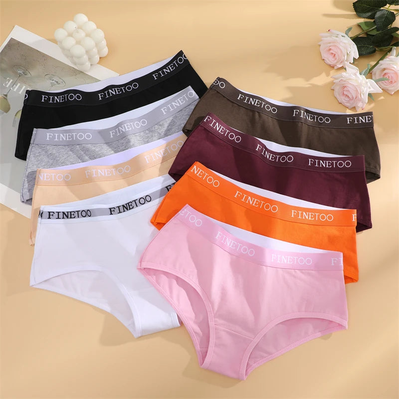 FINETOO, 3 uds., ropa interior con cinturón de algodón con letras, bragas para mujer, bragas sexis transpirables de cintura baja, lencerÃa cómoda elástica para mujer