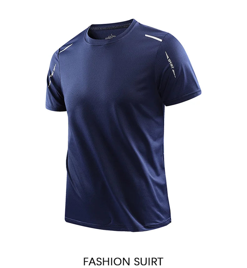 CHRLCK-camisetas de secado rápido para correr para hombre, camisetas transpirables para senderismo y pesca, Camisa corta para deportes al aire libre de elasticidad suave, verano