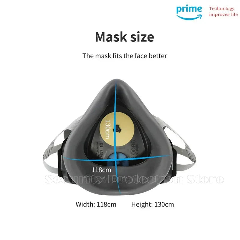Mascarilla antipolvo de media cara 21 en 1, respirador a prueba de polvo, máscara de goma de seguridad para el trabajo, filtro de algodón para casa DIY, constructor de carpintero limpio Pol