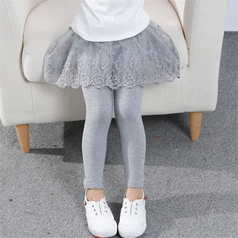 Nuevas mallas para niñas, falda de princesa de encaje, pantalones, falda ajustada para primavera y otoño, pantalones para niños de 2 a 7 años, ropa para niños