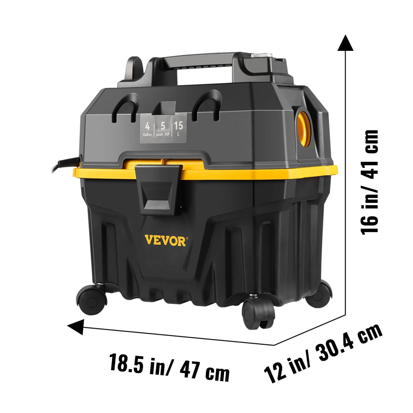 VEVOR-aspiradora portátil en seco y húmedo, 15L, para coche y electrodomésticos, potente aspirador de succión de 1200W y soplador de aire