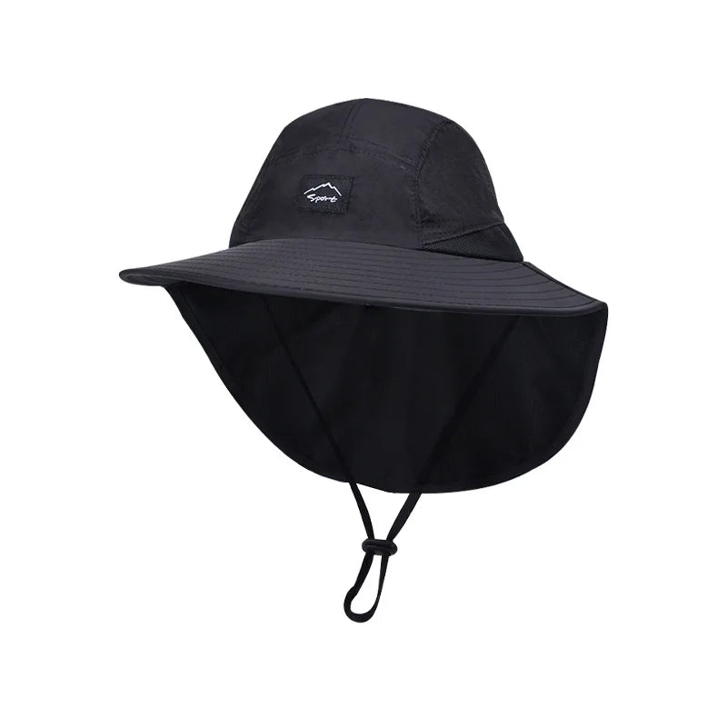 Sombreros de pescador resistentes al agua para hombre, sombrero de cubo de ala ancha transpirable con chal, protección solar UV, senderismo al aire libre, pesca, Verano