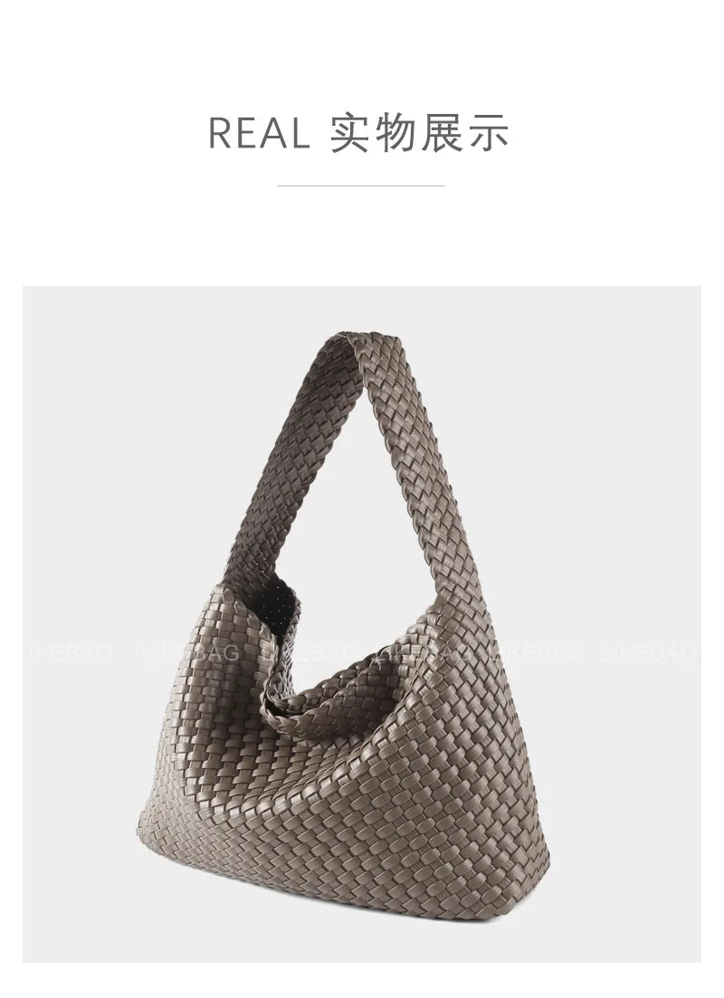 ZR DIARY-Bolso tejido de lujo para mujer, bolsa de mano de gran capacidad de cuero PU, informal, a la moda, con textura suave, BZ618