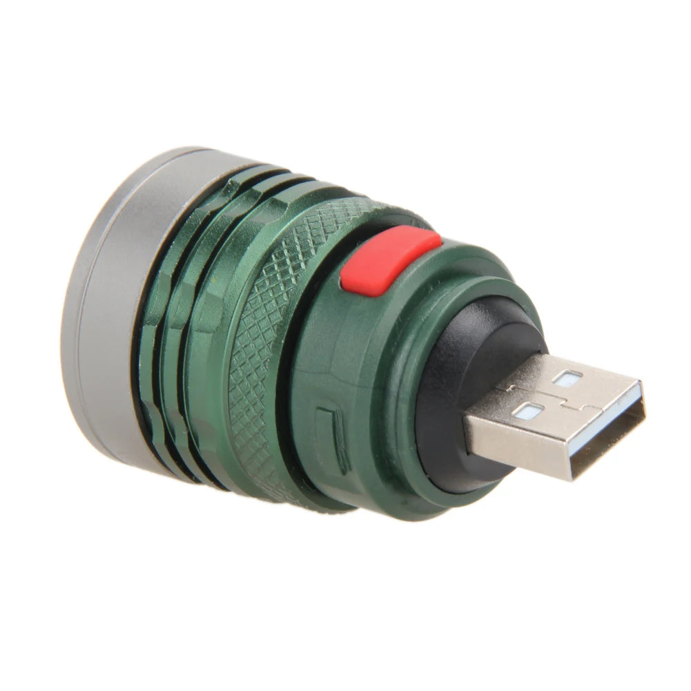 Linterna LED potente de aleación de aluminio, Mini lámpara de bolsillo con zoom, USB práctico, haz de rango máximo de hasta 50m, 3W, para Camping y senderismo