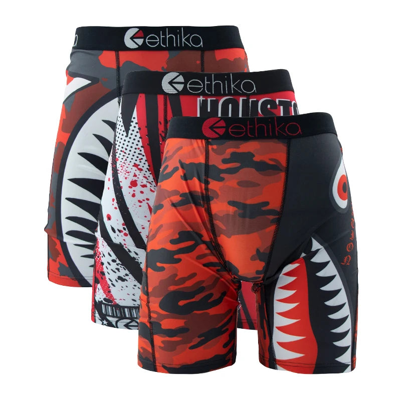 ETHIKA, 3 uds., ropa interior Sexy para hombre, Boxers, calzoncillos transpirables para hombre, calzoncillos de talla grande S-3XL, bañadores para hombre, bragas para hombre, lencería, calzoncillos Boxer