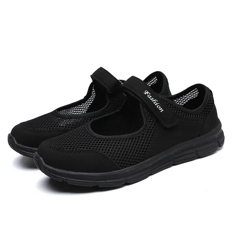 Zapatos vulcanizados transpirables para mujer, zapatillas de deporte de malla transpirable a la moda, zapatos de trabajo informales para caminar, color blanco